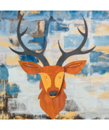 WALL WOOD SCULPTURE ANIMAL DEER - $69.17 CAD