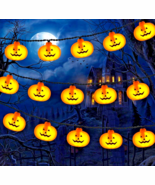 Solar Pumpkin Halloween Lights 30 LED Jack-O&#39;-Lantern String 16ft Outdoo... - $366.58 MXN