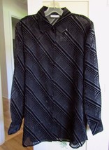NEW Black Velvet Burnout Shirt/Jacket~Large~Nordstrom $179~NWT~Sheer Per... - £47.99 GBP