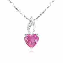 ANGARA Pink Sapphire Heart Pendant with Diamond in 14K Gold (Grade-AAAA, Size-7) - $2,564.10