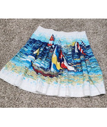 Women&#39;s 14P REGATTA MIDI SKIRT WITH SAILBOATS Beach Vacay BFA Classics - $22.50