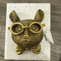 Bronzed Resin Animal Head Sculpture with Glasses BOW TIE Statue Wall Decor - £19.56 GBP