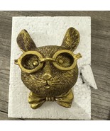 Bronzed Resin Animal Head Sculpture with Glasses BOW TIE Statue Wall Decor - £19.82 GBP