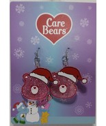 Care Bears Women&#39;s Santa Hat Glitter Christmas Earrings Pink - $273.16 MXN