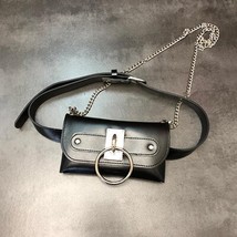 Retro Punk Chain Women Waist Bag Fashion Small belt bags for Women 2022 Solid Co - £29.34 GBP