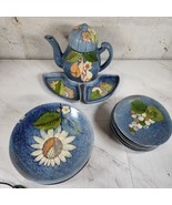 Vintage TLAQUEPAQUE Mexican COFFEE / TEA POT Art Deco Magical Plates Set - €250,70 EUR