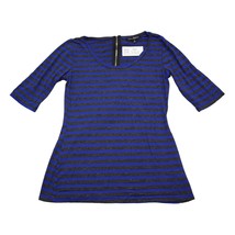 Green Envelope Shirt Womens S Blue Quarter Sleeve Scoop Neck Stripe Casu... - £14.90 GBP
