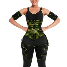 3-in-1 Waist Trainer Neoprene Thigh Trimmer Army Green Workout Mix Body Sculptor - £48.55 GBP