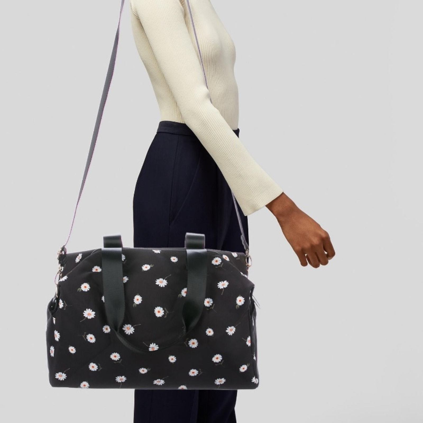 Alice + Olivia by Stacey Bendet Black Floral Canvas Weekender Bag NWOT - $46.75