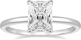 3CT 925 Sterling Silver Engagement Rings Radiant Cut Solitaire Cubic (Size:7) - £15.55 GBP