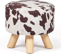 Homebeez Round Ottoman Stool Velvet Foot Rest, Small Footstool with Non-Skid - £41.08 GBP