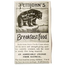 Pettijohn&#39;s Breakfast Oatmeal Bear 1897 Advertisement Victorian Cereal A... - £16.05 GBP