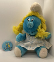 1981 Smurfette vintage plush with dress and pin button 1980 smurf - £9.61 GBP