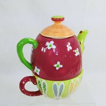 Teapot Lid Tea Cup Stackable By Ganz Bunny Design Easter Spring Party For One - £28.57 GBP