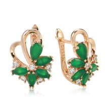 Hot Emerald Cut Zircon Drop Earrings Natural Zircon With 585 Rose Gold Women Ear - £9.76 GBP