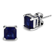 3W542 - Rhodium Brass Earrings with Synthetic Synthetic Glass in Montana - $17.49