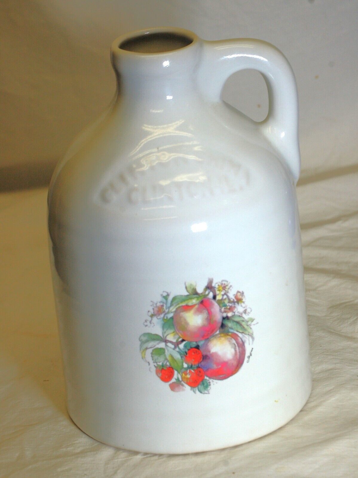 Clinton Stoneware Jug Fruit Designs Clinton ILL USA - $28.71