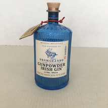 Empty gunpowder Irish gin Drumshanbo blue bottle bar decor craft supply - $19.75