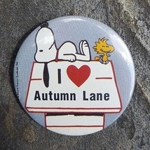 I Love Autumn Lane Snoopy Woodstock Peanuts Charlie Brown Hat Pin Button - £3.92 GBP
