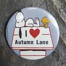 I LOVE AUTUMN LANE Snoopy Woodstock Peanuts Charlie Brown Hat Pin Button - £3.75 GBP