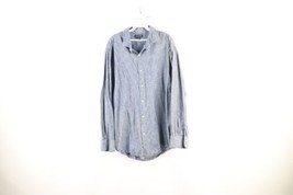 Vintage Lands End Mens 17 34/35 Distressed Chambray Collared Button Shirt Blue - £31.12 GBP