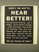 1950 Eveready Brand B Batteries Ad - Here's the way to hear better - $18.49