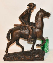Vtg Western Cowboy Bronze Horse &amp; Rider Sculpture c.1969 Austin Productions Inc - £254.98 GBP