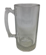 Heavy Glass Tall Mug Handle Starburst Bottom Anchor Hocking Clear 7&quot; Bee... - $19.75