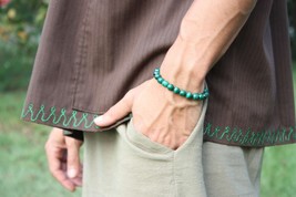 Genuine Malachite Bracelet for Men/Women Energy Protection Healing Cryst... - £23.49 GBP