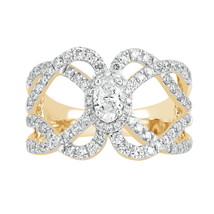 1.20 Ct Oval Lab Grown Diamond Intertwined Ring 14K Yellow Gold Women VVS-VS-FG - £816.00 GBP