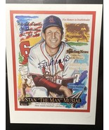Stan Musial Signed Cardinals Autographed HOF Baseball Art Poster Card Fr... - $2,259.36 MXN