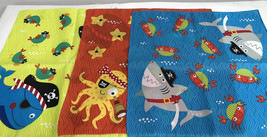 Set 3 polyester bandanas Pirate Animals shark scarves 20&quot; party favor kid - £4.63 GBP