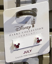 Disney Parks Mickey Mouse Faux Ruby July Birthstone Stud Earrings Silver Color image 2