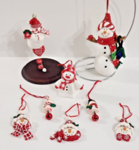 Classic Snowman Decor Lot of 8 Fimo Clay Christmas Winter Ornaments Snowmen - £21.87 GBP