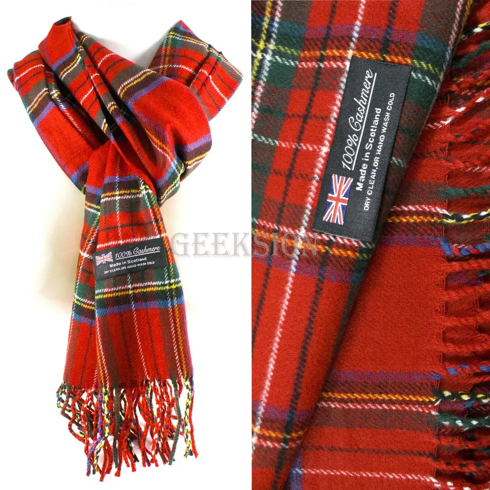 Winter Unisex 100% Cashmere Scarf Plaid, Solid &amp; Striped Wool Designs (37) - $18.99