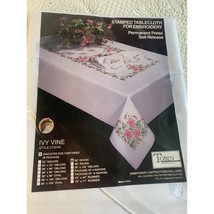Tobin Ivy Vine Cross Stitch Stamped 58 inch Round Tablecloth  - New - £14.55 GBP