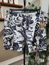 3RD &amp; Army Men&#39;s Black Floral Polyester Pull On Pockets Swimwear Shorts ... - £21.12 GBP