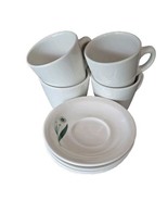 GREEN FIELD by Homer Laughlin ~ Four (4) Cups &amp; Saucers ~ Restaurant War... - $74.80
