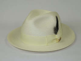 Men's Milani Straw Braided Fedora Hat Soft Crushable FDS-002 Solid Ivory image 3