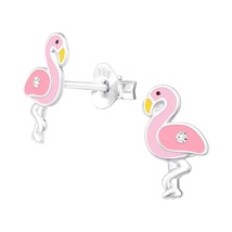 Flamingo 925 Silver Stud Earrings with Crystals - £11.20 GBP