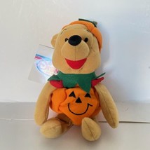 Winnie the Pooh Pumpkin Costume Plush Disney Mini Bean Bag Stuffed Animal 8&quot; - £7.83 GBP