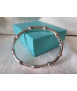 Tiffany &amp; Co. 1996 Sterling Silver Oval Bamboo Bangle Bracelet Medium B &amp; P - £235.81 GBP