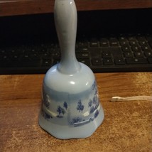Vintage Currier and Ives Blue Porcelain Bell The Old Homestead in Winter VG - £2.33 GBP