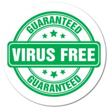 Guaranteed Virus Free Sticker 1.25&quot; Circle White &amp; Green, Roll of 1,000 ... - $53.64