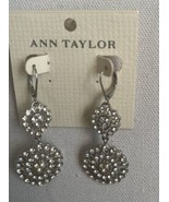 ANN TAYLOR EARRINGS Crystal  Round DROP Silver TONE NEW  Bridal Elegant ... - £11.20 GBP