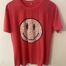 Pink &amp; Black Smile Face Shirt Cute Smiling Face Women’s Fun T-Shirt XL - £6.75 GBP