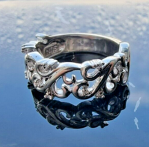 SUN VINTAGE 925 STERLING SILVER ART DECO DIAMOND SCROLL RING SIZE 6.75 - $97.02