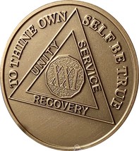 RecoveryChip Engravable 21 Year AA Medallion Large 1.5&quot; Heavy Premium Br... - $3.46