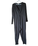 Maternity Motherhood Sz L Black  knit Jumpsuit long sleeve v neck - $589.52 MXN