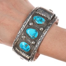 7 5/8&quot; c1970&#39;s Ivan V Navajo sterling and turquoise cuff bracelet - £544.89 GBP